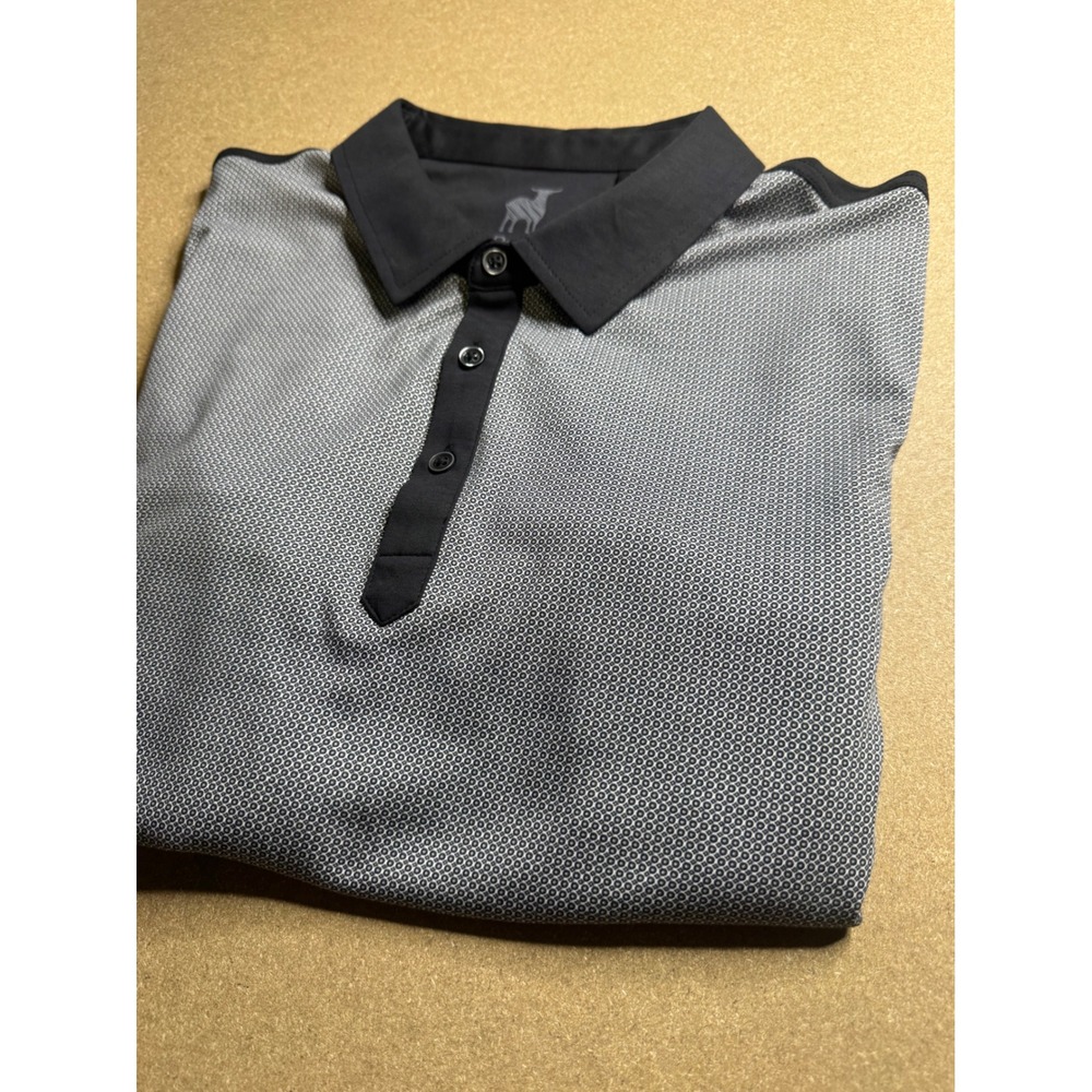 Raffi Mens XL Polo Shirt Black Gray Honeycomb Geometric Short Sleeve Golf Top